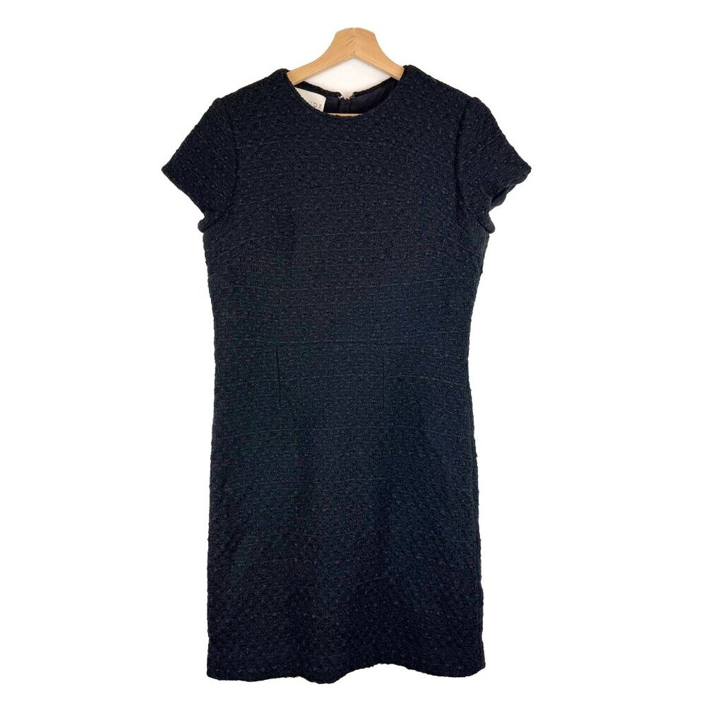 Isoude Black Boucle Textured Knee-Length Dress Medium